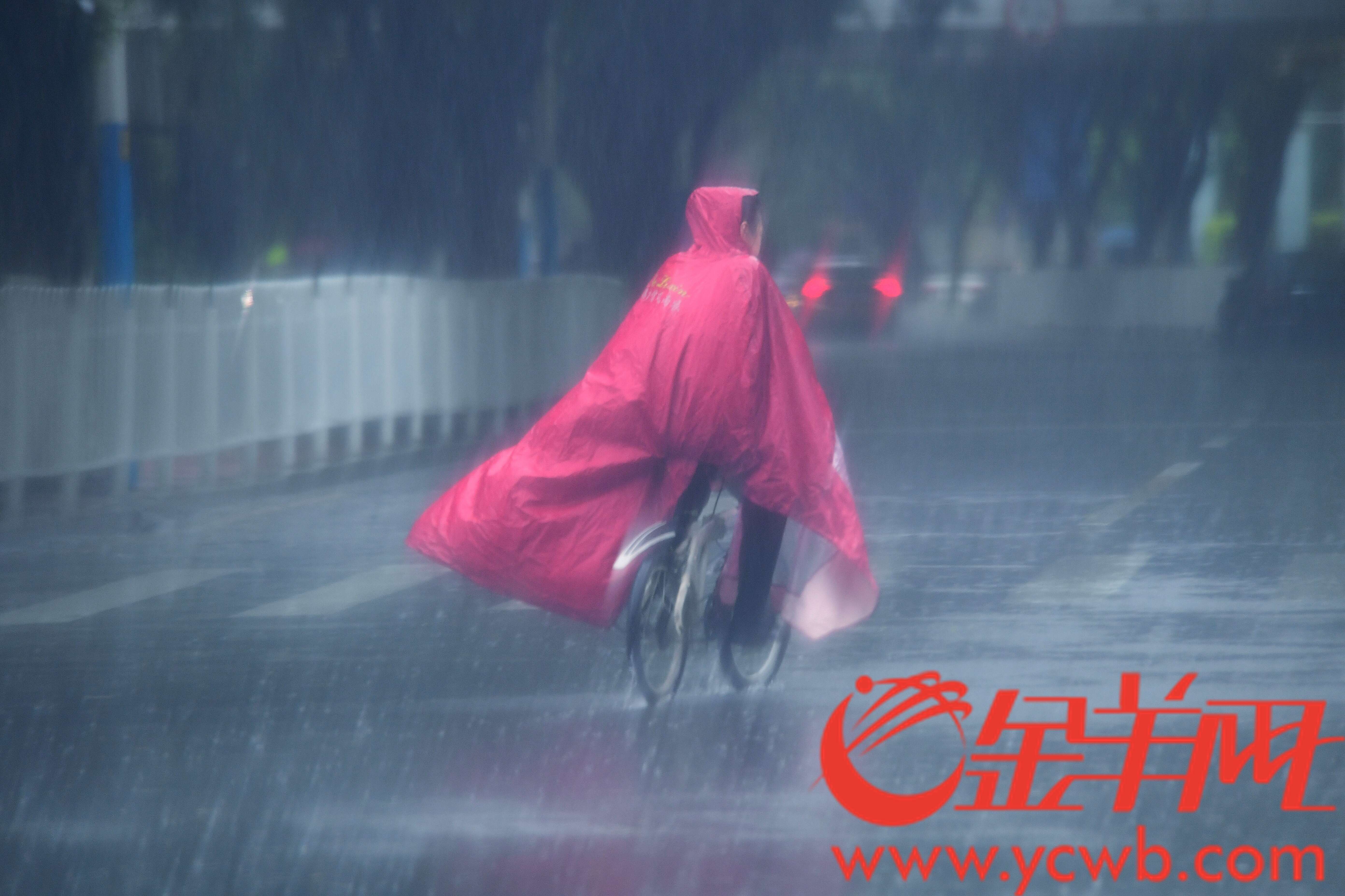 今天广州城区一直在下雨，城市的人被雨包围着。金羊网记者 邓勃 摄