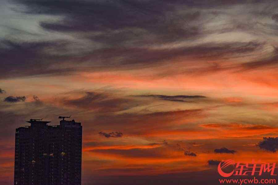 2018年7月18日，下午七时许，广州海珠区所拍摄到的美丽晚霞 金羊网记者 宋金峪 摄