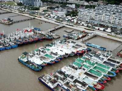  台风“安比”临近 浙江舟山渔船在港避风