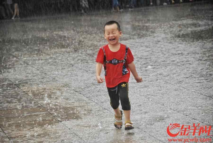 2018年7月23日，今日大暑，“小暑接大暑，热得无处躲。”一年里最热的时候来了，带来滚滚热浪的大暑节气正式登场。受台风外围影响，广州并没有持续“烧烤模式”，反而下起了清凉大雨，市民们享受难得的一丝凉意。金羊网记者 汤铭明 摄
