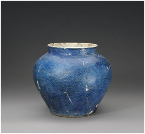 宣德洒蓝釉刻龙纹大罐.png