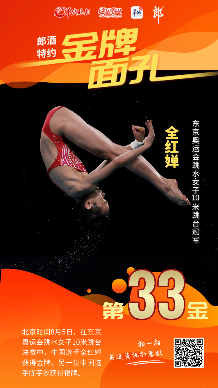 【金牌面孔】第33金！全红婵跳水女子单人10米台决赛三跳满分夺金