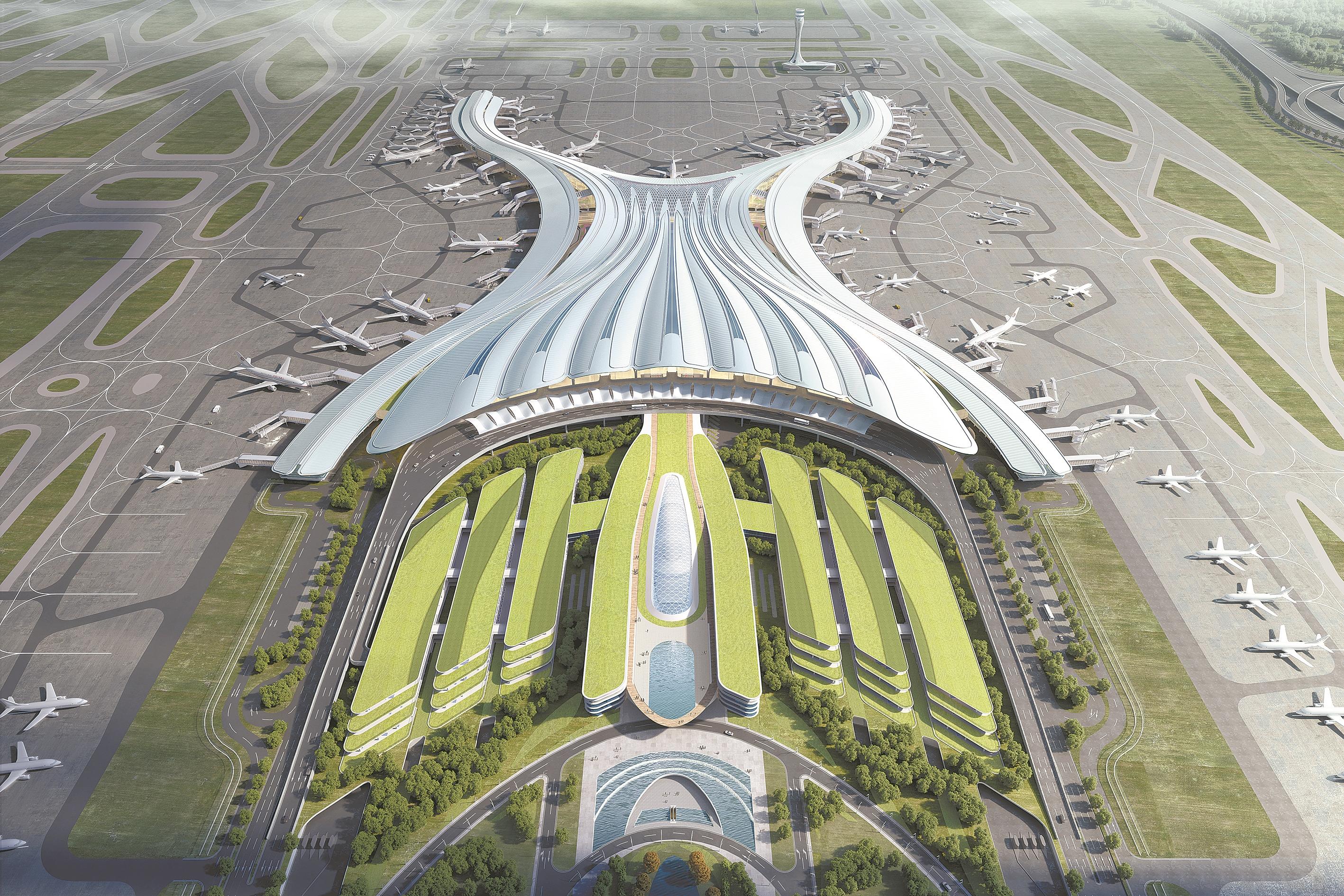 白云国际机场t3航站楼和综合交通中心外观效果图 粤机宣提供