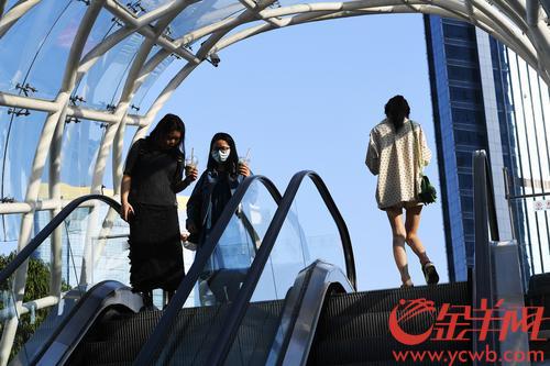 2021年2月2日，广州市阳光明媚，气温回升，许多市民穿着短袖短裤出行。来不及防的市民只能把长裳挽在手上。羊城晚报记者 林桂炎 摄