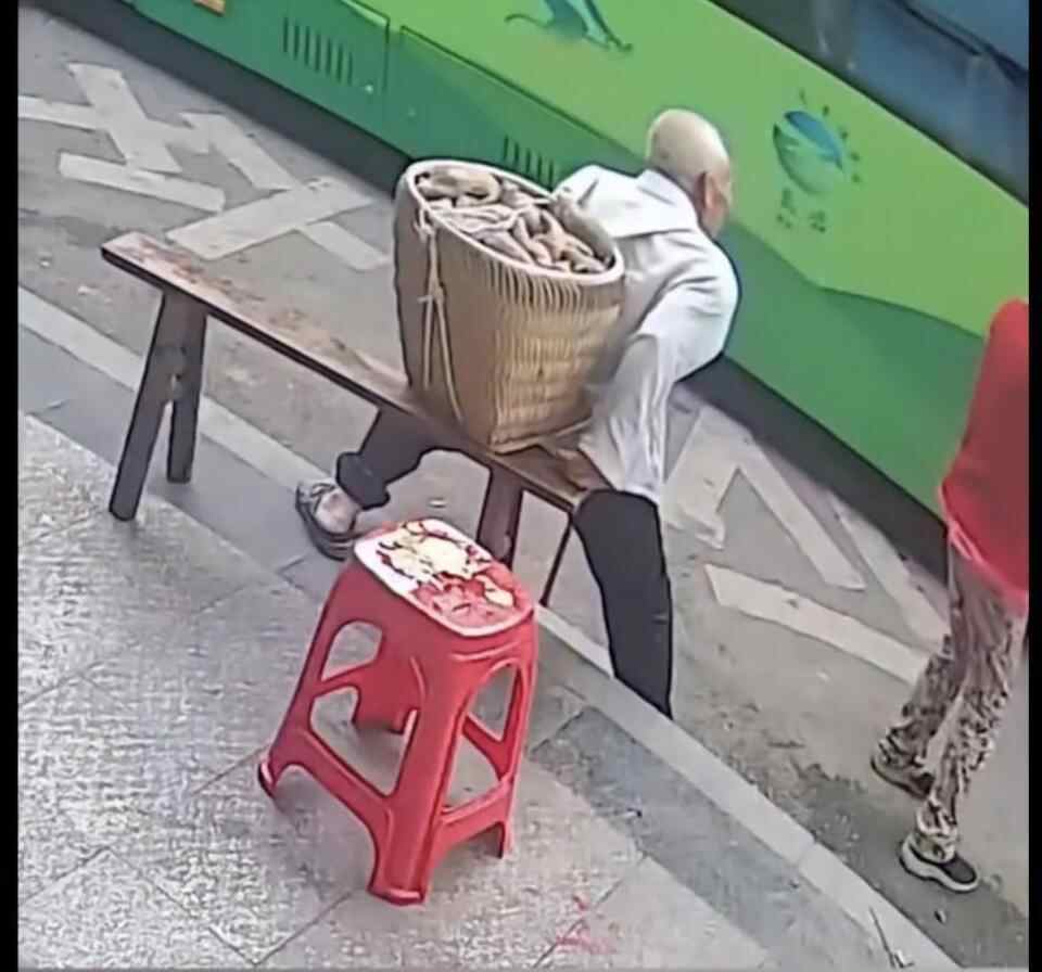 带有篮子的成年人的公共汽车被拒绝。交通局：