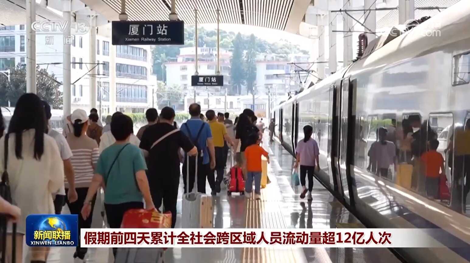 在假期的前四天，跨区域跨区域的人员流通超过