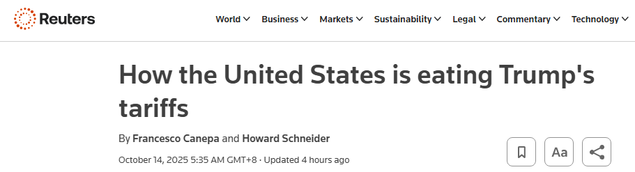 全球媒体聚焦｜美国关税谁买单？路透社说得直