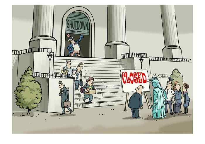 漫画评论：美国政府关门：“业务暂停”