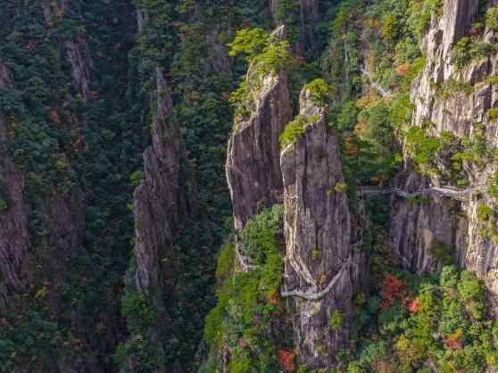 黄山西海大峡谷秋色渐浓 游客沉醉“天然调色盘”