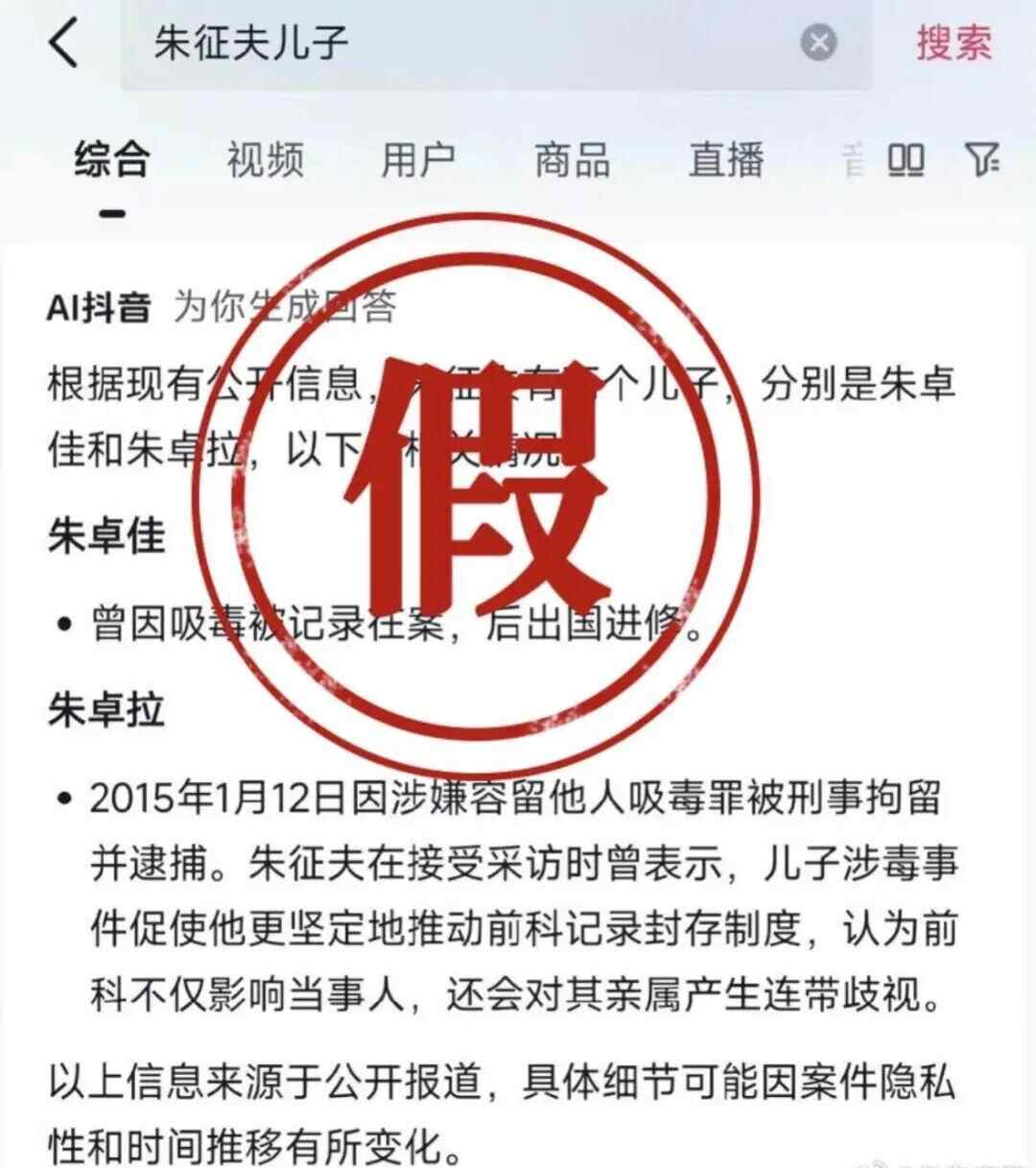 朱正福回应儿子吸毒传闻：不属实，已举