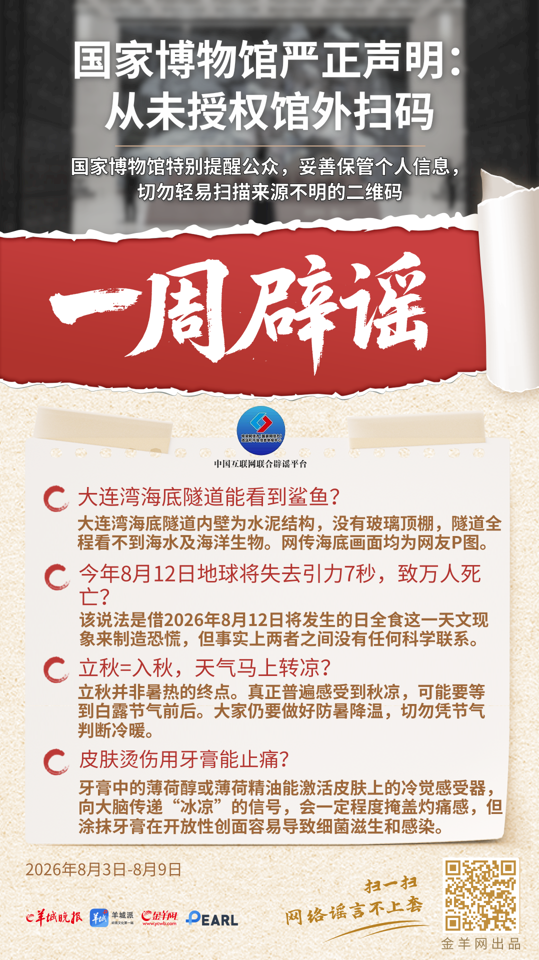 一周辟谣 | 国家博物馆严正声明：从未授权馆外扫码
